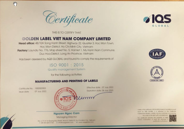 ISO certification